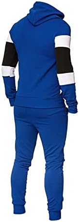 Renk Bloğu Kıyafetler Erkekler için Rahat Atletik Eşofman 2 Parça Uzun Kollu Hoodies ve Joggers Eşofman Sonbahar