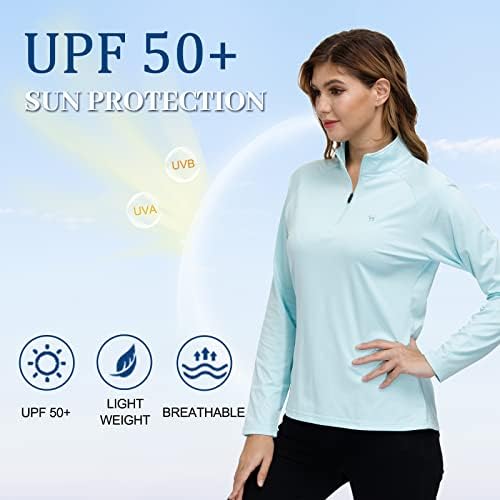 JİNSHİ Bayan Golf Polo Gömlekleri, Uzun Kollu Fermuarlı Gömlekler, Nefes Alabilen Kuru Hızlı Güneş Koruma Spor Kıyafetleri.