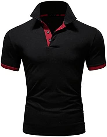WENKOMG1 erkek Düz Renk POLO GÖMLEK Kısa Kollu Hafif Bluz Düzenli Fit Gömlek jarse bluz