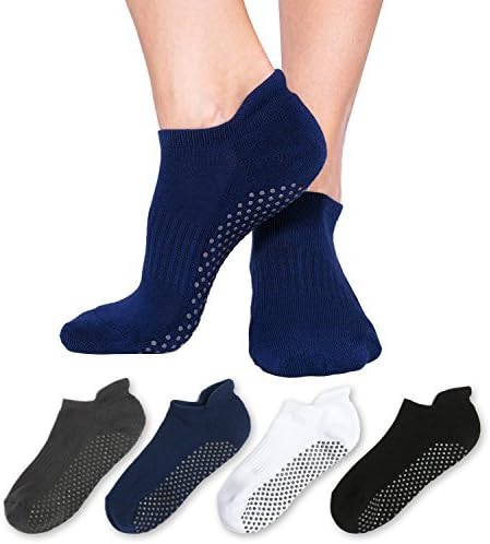 Kaymaz Kaymaz Çorap Kadınlar ve Erkekler için-4 Paket Pilates Yoga Kavrama Çorap