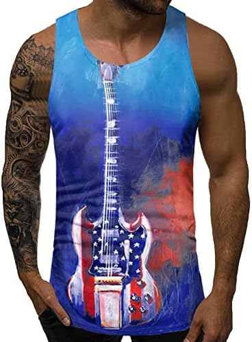 XXBR erkek Tüm Baskı Tankı Üstleri Nefes Yaz Casual Kolsuz Gömlek Amerikan Bayrağı Baskı Spor Spor Plaj Yelek