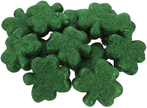12 adet Yeşil Glitter Köpük Yonca Dolgu St Patrick Günü Süslemeleri