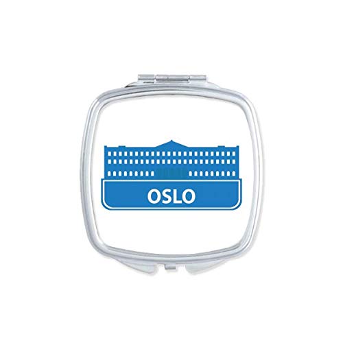 Oslo Norveç Mavi Landmark Desen Ayna Taşınabilir Kompakt Cep Makyaj Aynası Çift Taraflı Cam