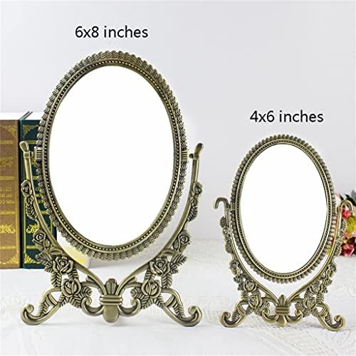 IOLMNG Masaüstü Ayna Kabartmalı Gül Çift Taraflı Çinko Alaşımlı Ayna Makyaj makyaj masası aynası (Renk: B, Boyut